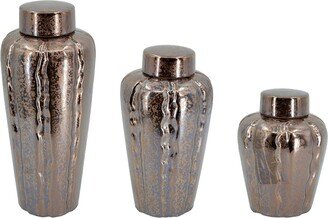 Spitzer Metallic Glaze Ceramic Canisters - Set of 3 - Bronze