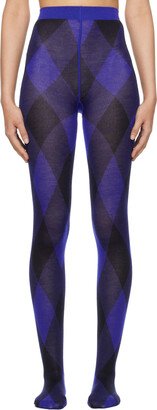 Blue & Black Argyle Tights