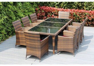 Ohana Outdoor Mixed Brown 9-piece Cushioned Wicker Dining Set