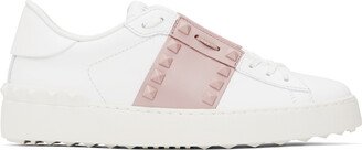 White & Pink Rockstud Untitled Sneakers