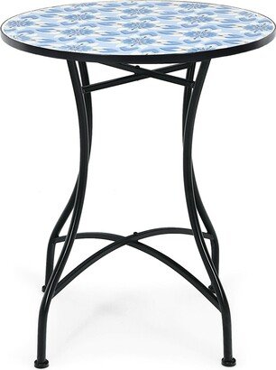 Mosaic Patio Round Bistro Table Outdoor Dining Table Garden