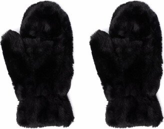 Logo-Tag Faux-Shearling Gloves-AA