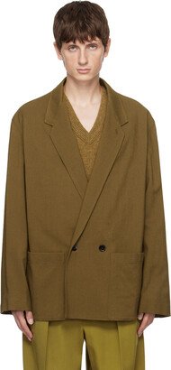 Brown Double-Breasted Blazer-AA