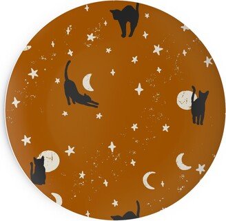 Salad Plates: Black Cats - Burnt Orange Salad Plate, Orange