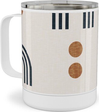 Travel Mugs: Aria Geometric Rainbow Stainless Steel Mug, 10Oz, Beige