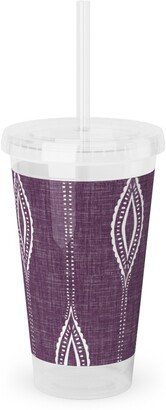 Travel Mugs: Diamant - Eggplant Acrylic Tumbler With Straw, 16Oz, Purple