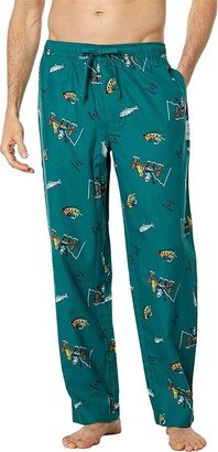 Jake and Rocket Fishing Pattern Classic Sleep Pants (Spruce Green) Men's Clothing