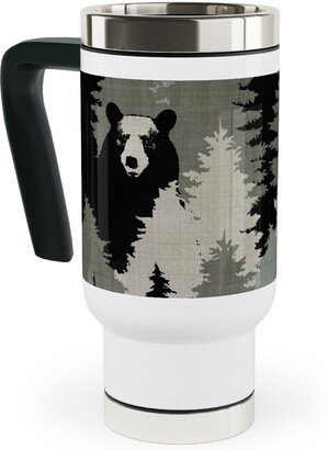 Travel Mugs: Bears Texture - Green Travel Mug With Handle, 17Oz, Green