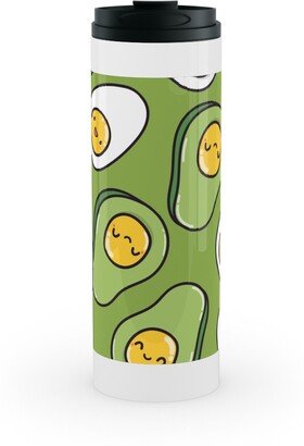 Travel Mugs: Cute Egg And Avocado - Green Stainless Mug, White, 16Oz, Green