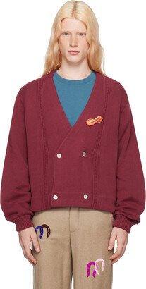Burgundy Double-Breasted Cardigan