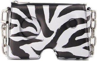 Zebra Print Zip-Up Shoulder Bag