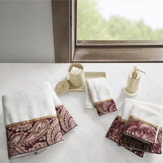 Gracie Mills Cotton 6 Piece Jacquard Towel Set with Burgundy Finish MP73-7450