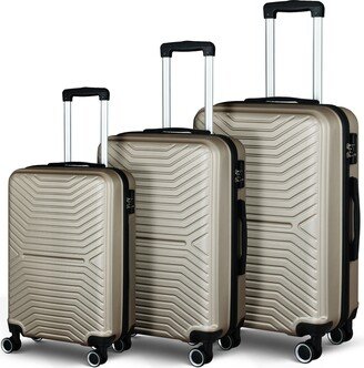 EDWINRAY 3Pic Luggage Sets Expandable Spinner Luggage Suitcase Sets 20/24/28, Champagne