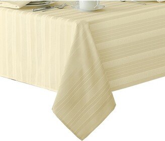 Denley Stripe Jacquard Stain Resistant Tablecloth - 60 x 84 Oval - Ivory