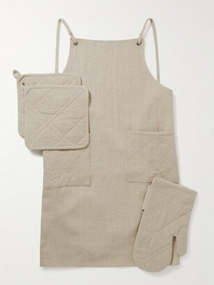 Linen Apron and Oven Gloves Set