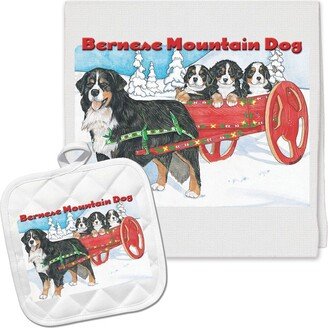 Bernese Mountain Dog Kitchen Dish Towel & Pot Holder Gift Set