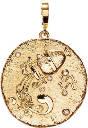 Of The Stars Aquarius Large Coin Yellow Gold Charm