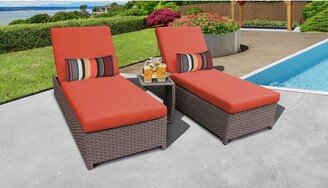 Florence Wheeled Chaise Set of 2 Outdoor Wicker Patio Furniture and Side Table