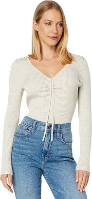 Ibiza V-Neck Cinched Slim Pullover (Heather Stone) Women's Clothing