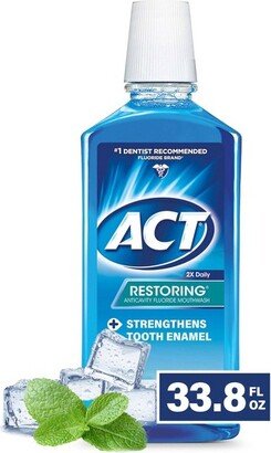 ACT Cool Mint Restoring Fluoride Rinse - 33.8 fl oz