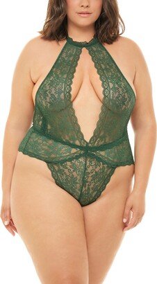 Plus Size Allison Soft Lace Collared Teddy