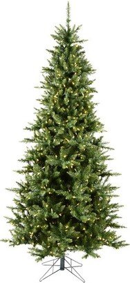 8.5' Camdon Fir Slim Artificial Christmas Tree, Warm White Dura-lit LED Lights In a 28Lx28Wx5H base.