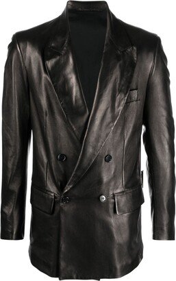 Double-Breasted Leather Jacket-AA