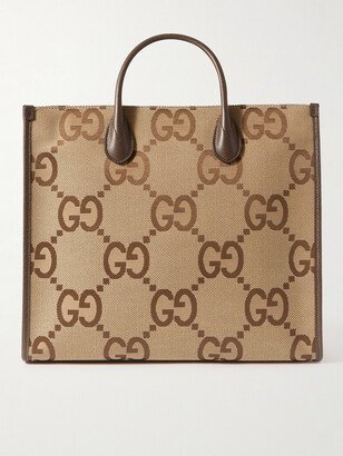 Leather-Trimmed Monogrammed Coated-Canvas Tote Bag