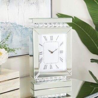 Studio 350 Silver Wood Glam Table Clock - 8L x 3W x 14H