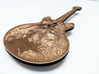 John Lennon Inspired Wooden Guitar Wall Clock