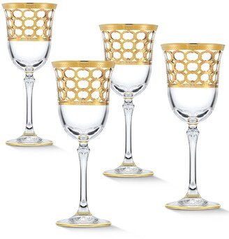 4 Piece Infinity Gold Ring White Wine Goblet Set