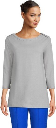 Land' End Women' Petite 3/4 Sleeve Heavyweight Jerey Boatneck Button Back Tunic - X-Large - Ultimate