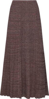 Marled Ribbed-Knit Midi Skirt