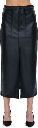 Alice Utility Faux Leather Midi Skirt