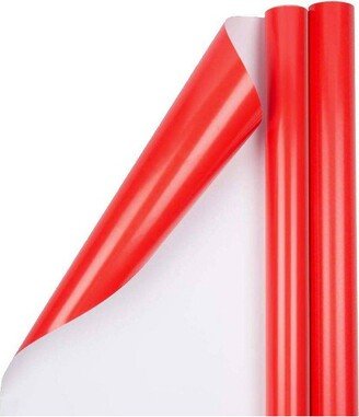 JAM Paper & Envelope JAM PAPER Red Glossy Gift Wrapping Paper Roll - 2 packs of 25 Sq. Ft.