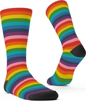 Socks: Colorful Live - Rainbow Stripe Custom Socks, Multicolor