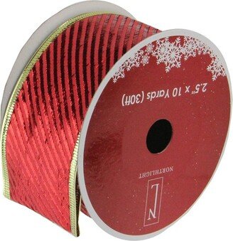 Northlight Club Pack of 12 Shiny Red and Gold Striped Christmas Craft Ribbon Spools 2.5