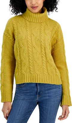 Juniors' Cable-Knit Turtleneck Sweater