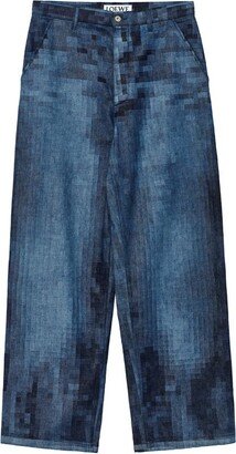 Wide-Leg Pixelated Jeans