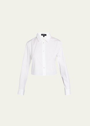 Button-Front Cropped Dress Shirt