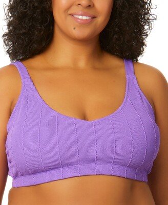 Salt + Cove Trendy Plus Size Popcorn Ribbed Bralette Bikini Top, Created for Macy's