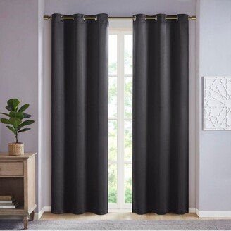 Gracie Mills 2-pc Taren Solid Blackout Triple Weave Grommet Top Curtain Panel Pair - 42x63