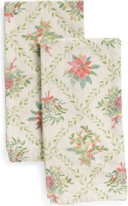 Set Of 2 Holiday Botanical Trellis Kitchen Towels