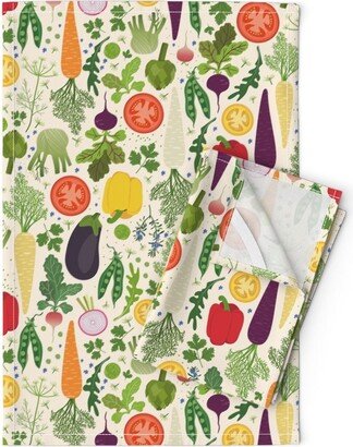 Seasonal Vegetable Tea Towels | Set Of 2 - My Veg Garden By Damaste Herb Linen Cotton Spoonflower