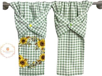 Kitchen Towel With Sunflowers, Stay Put Towel, Kitchen Dish Drying Hand Hanging