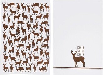 Cabin Sweet Cabin Deer Printed Kitchen Towel Set of 2