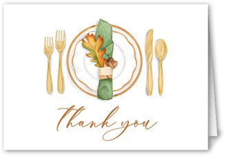 Thank You Cards: Thanksgiving Setting Thank You Card, White, 3X5, Matte, Folded Smooth Cardstock