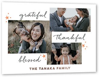 Thank You Cards: Grateful And Blessed Thank You Card, Rose Gold Foil, White, 5X7, Matte, Personalized Foil Cardstock, Square