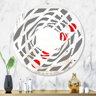 Designart 'Retro Geometrical Abstract Minimal Pattern XI' Printed Modern Round or Oval Wall Mirror - Whirl