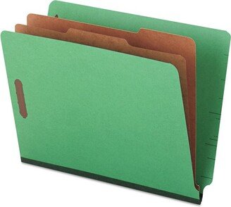 Universal One Pressboard End Tab Folders Letter Six-Section Green 10/Box 10317